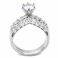 3W1513 - Brass Ring Rhodium Women AAA Grade CZ Clear