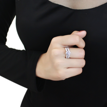 3W1513 - Brass Ring Rhodium Women AAA Grade CZ Clear
