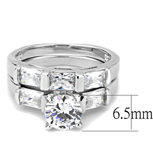 3W1515 - Brass Ring Rhodium Women AAA Grade CZ Clear