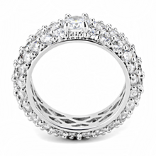 3W1534 - Brass Ring Rhodium Women AAA Grade CZ Clear