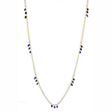 3W1538 - Gold Brass Necklace with Semi-Precious Amethyst Crystal in Amethyst