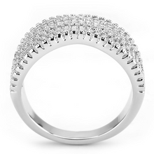 3W1546 - Brass Ring Rhodium Women AAA Grade CZ Clear