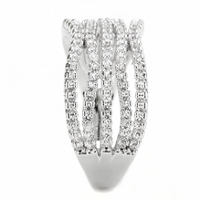 3W1546 - Brass Ring Rhodium Women AAA Grade CZ Clear