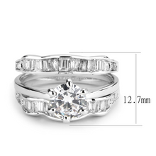 3W1557 - Brass Ring Rhodium Women AAA Grade CZ Clear