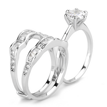 3W1557 - Brass Ring Rhodium Women AAA Grade CZ Clear