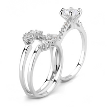 3W1558 - Brass Ring Rhodium Women AAA Grade CZ Clear