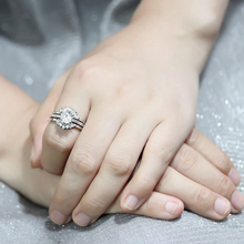 3W1558 - Brass Ring Rhodium Women AAA Grade CZ Clear