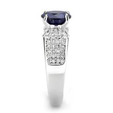 3W1562 - Brass Ring Rhodium Women Synthetic London Blue