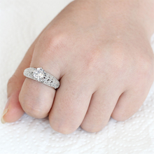 3W1576 - Brass Ring Rhodium Women AAA Grade CZ Clear