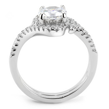 3W1591 - Brass Ring Rhodium Women AAA Grade CZ Clear