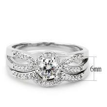 3W1592 - Brass Ring Rhodium Women AAA Grade CZ Clear