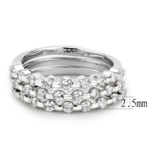 3W1595 - Brass Ring Rhodium Women AAA Grade CZ Clear