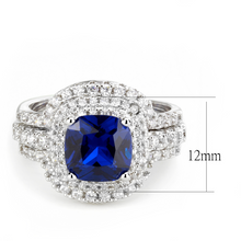3W1599 - Brass Ring Rhodium Women Synthetic London Blue