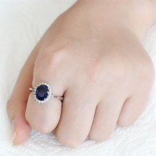 3W1602 - Brass Ring Rhodium Women AAA Grade CZ London Blue