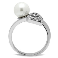 3W192 - Brass Ring Rhodium Women Synthetic White