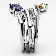 3W224 - Brass Ring Rhodium Women AAA Grade CZ Multi Color