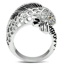 3W234 - Brass Ring Rhodium Women AAA Grade CZ Champagne