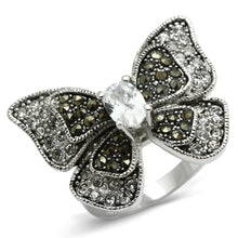 3W246 - Brass Ring Rhodium Women AAA Grade CZ Clear