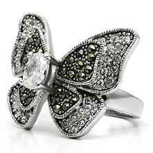 3W246 - Brass Ring Rhodium Women AAA Grade CZ Clear