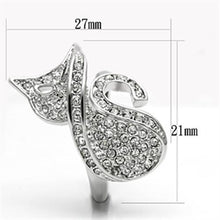 3W260 - Brass Ring Rhodium Women Top Grade Crystal Clear