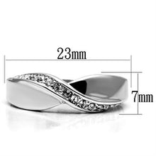 3W264 - Brass Ring Rhodium Women Top Grade Crystal Clear