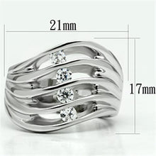 3W265 - Brass Ring Rhodium Women AAA Grade CZ Clear