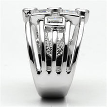 3W271 - Brass Ring Rhodium Women AAA Grade CZ Clear