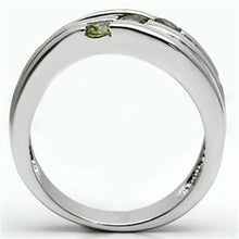 3W289 - Brass Ring Rhodium Women AAA Grade CZ Olivine color