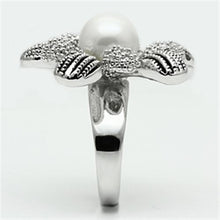 3W294 - Brass Ring Rhodium Women Synthetic White