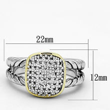 3W322 - Brass Ring Reverse Two-Tone Women AAA Grade CZ Clear