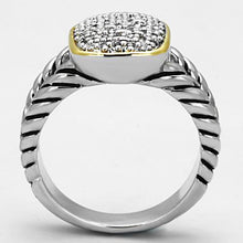 3W322 - Brass Ring Reverse Two-Tone Women AAA Grade CZ Clear