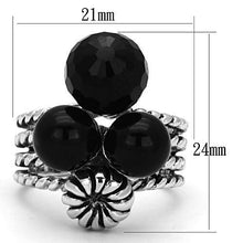 3W330 - Brass Ring Rhodium Women AAA Grade CZ Black Diamond