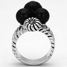 3W330 - Brass Ring Rhodium Women AAA Grade CZ Black Diamond