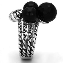 3W330 - Brass Ring Rhodium Women AAA Grade CZ Black Diamond