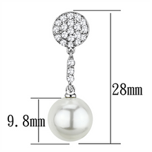3W350 - Brass Earrings Rhodium Women Synthetic White