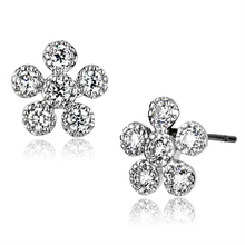 3W359 - Brass Earrings Rhodium Women AAA Grade CZ Clear
