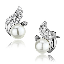 3W365 - Brass Earrings Rhodium Women Synthetic White