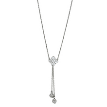 3W427 - Rhodium Brass Necklace with AAA Grade CZ  in Clear