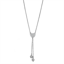 3W428 - Rhodium Brass Necklace with AAA Grade CZ  in Clear
