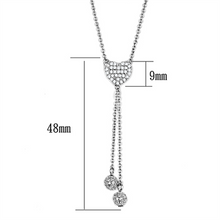 3W428 - Rhodium Brass Necklace with AAA Grade CZ  in Clear