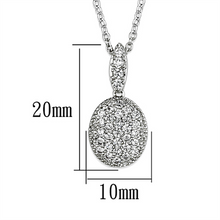 3W432 - Rhodium Brass Necklace with AAA Grade CZ  in Clear
