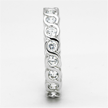 3W462 - Brass Ring Rhodium Women AAA Grade CZ Clear