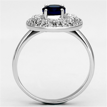 3W495 - Brass Ring Rhodium Women Synthetic Sapphire