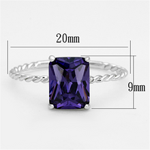 3W498 - Brass Ring Rhodium Women AAA Grade CZ Amethyst