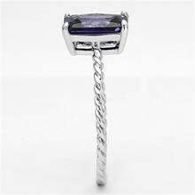 3W498 - Brass Ring Rhodium Women AAA Grade CZ Amethyst