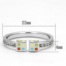3W525 - Brass Ring Rhodium Women AAA Grade CZ Clear