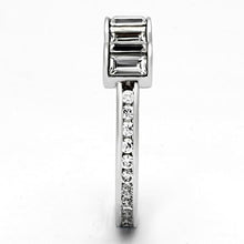 3W526 - Brass Ring Rhodium Women Top Grade Crystal Clear