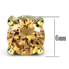 3W554 - Brass Earrings Gold Women AAA Grade CZ Champagne