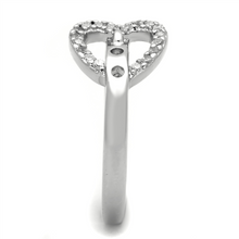 3W573 - Brass Ring Rhodium Women AAA Grade CZ Clear