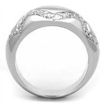 3W582 - Brass Ring Rhodium Women AAA Grade CZ Clear